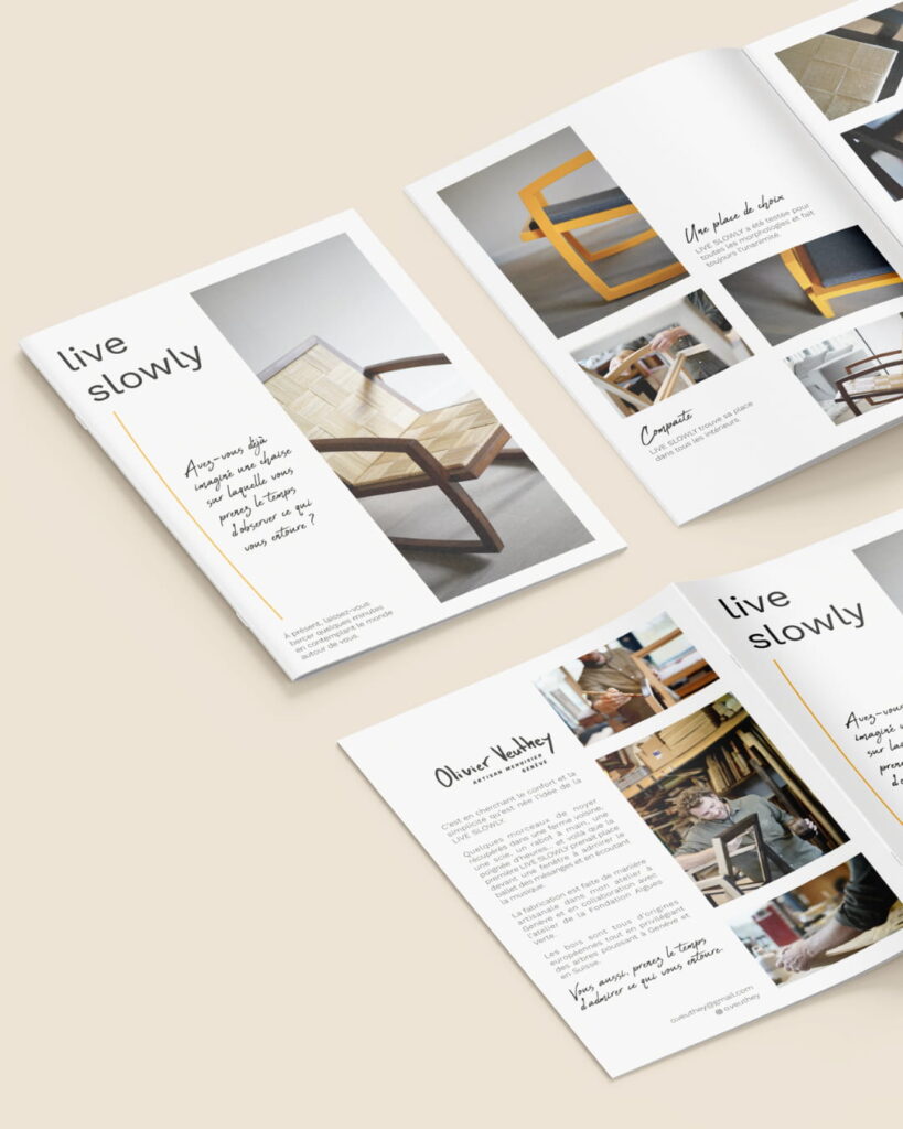 Brochure Live Slowly — chaise à bascule artisan menuisier Genève