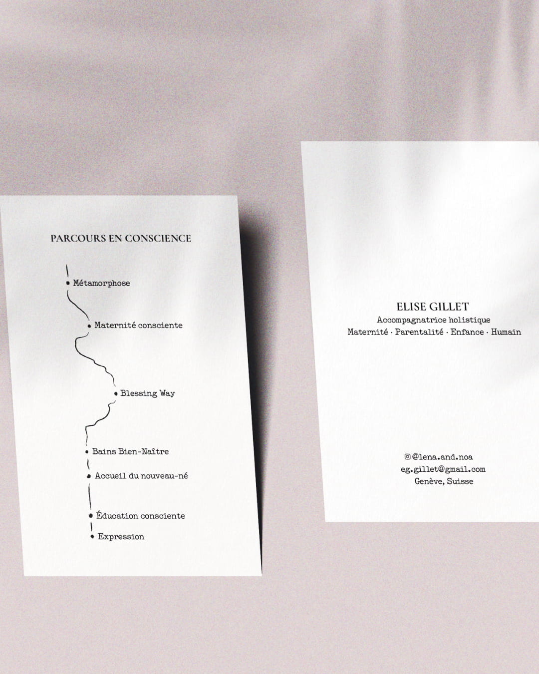Carte de visite Elise Gillet — accompagnatrice holistique maternité parentalité