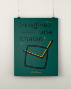 Affiche promotionnelle Live Slowly — chaise à bascule artisanale Genève