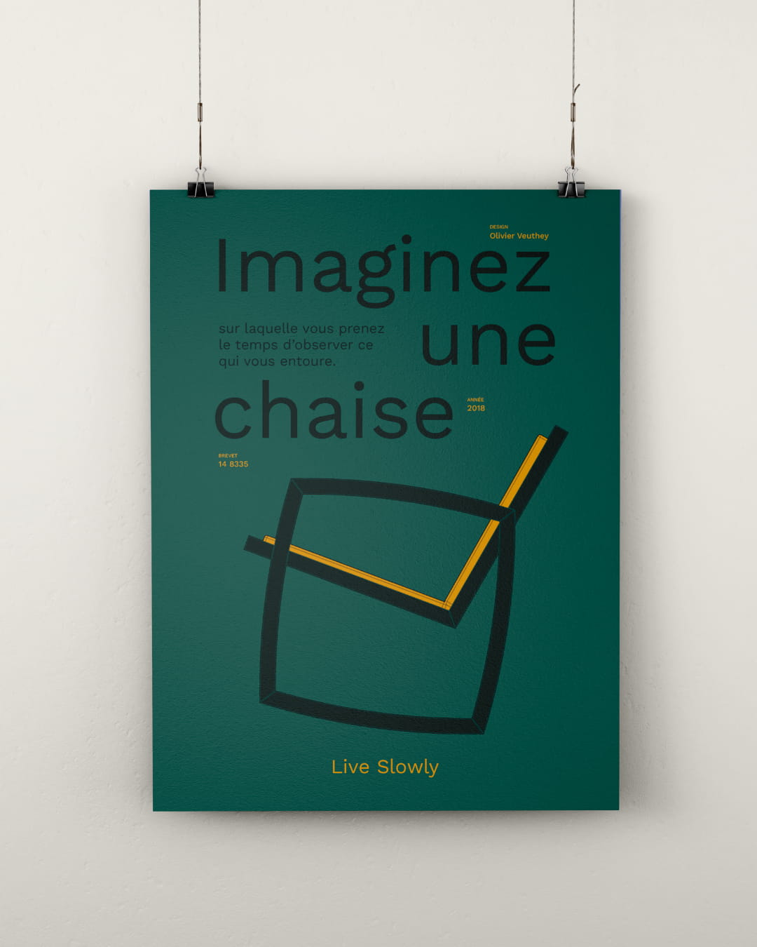 Affiche promotionnelle Live Slowly — chaise à bascule artisanale Genève